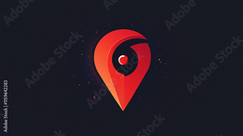 Vector logo geolocation. Red style photo