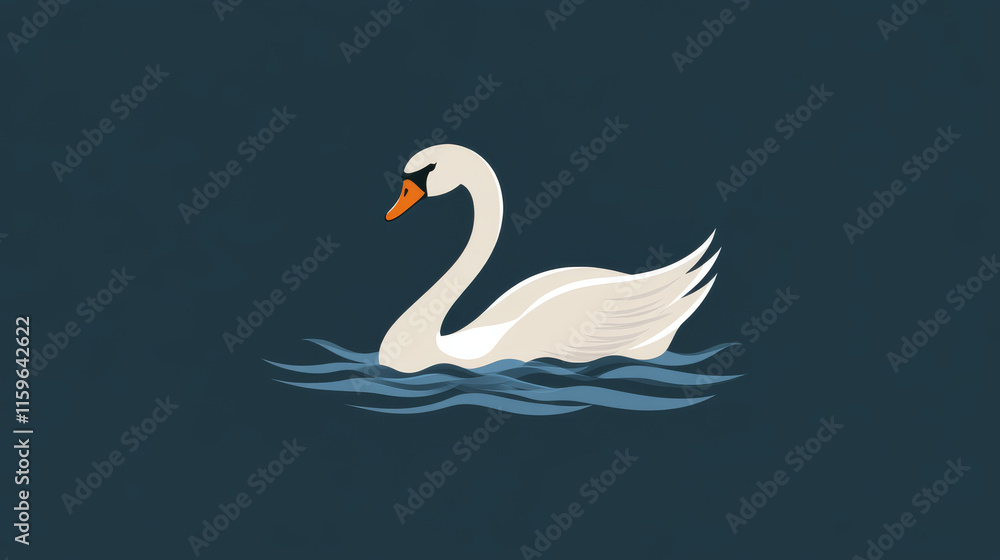 Vector logo Swan. Brand logo in the form of a Swan in the water. Vector logo Swan. Brand logo in the form of a Swan in the water.