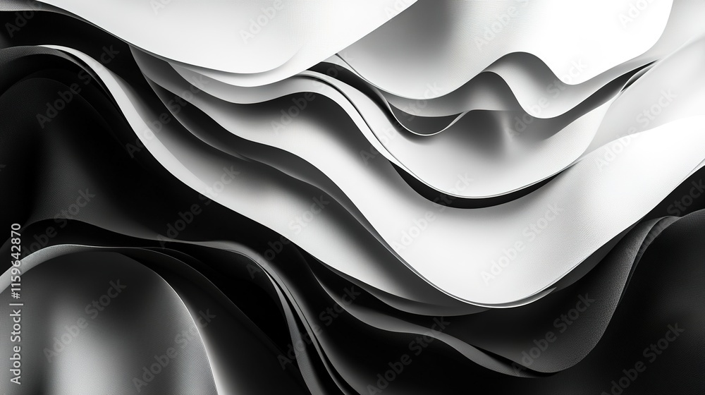 Obraz premium Flowing layers of black and white create dynamic, elegant textur