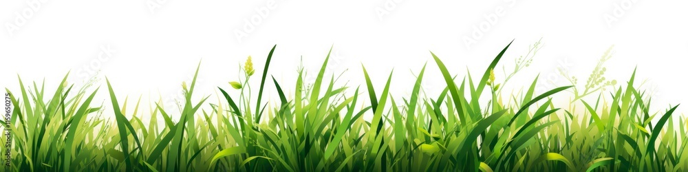 Fresh Green Grass Line in Rural Field. Nature, Agriculture and Harvest Concept Fresh Green Grass Line in Rural Field. Nature, Agriculture and Harvest Concept
