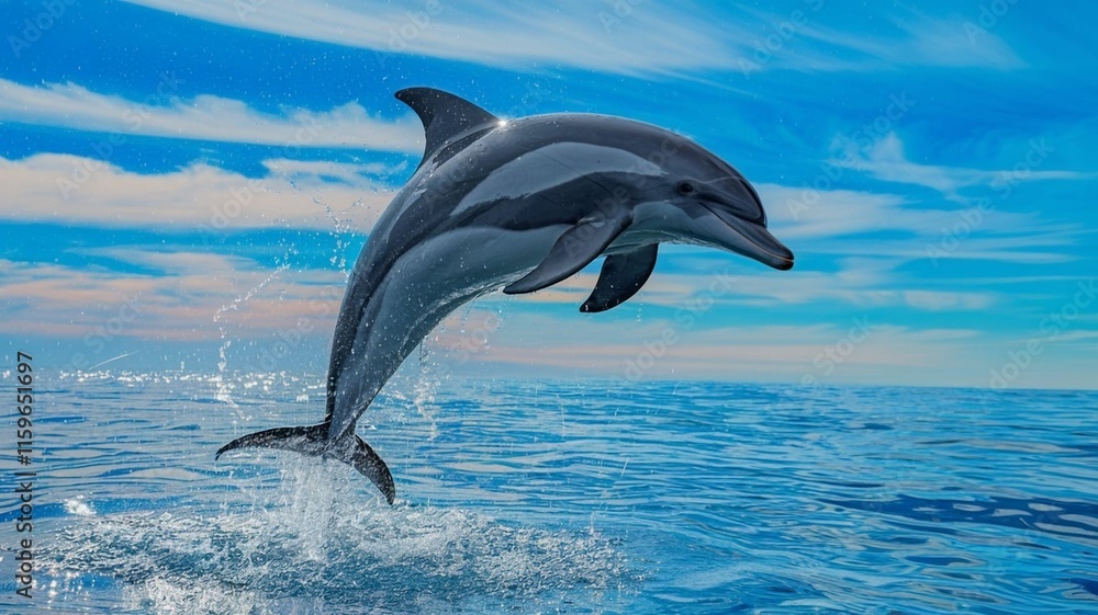 Fototapeta premium two dolphins jumping