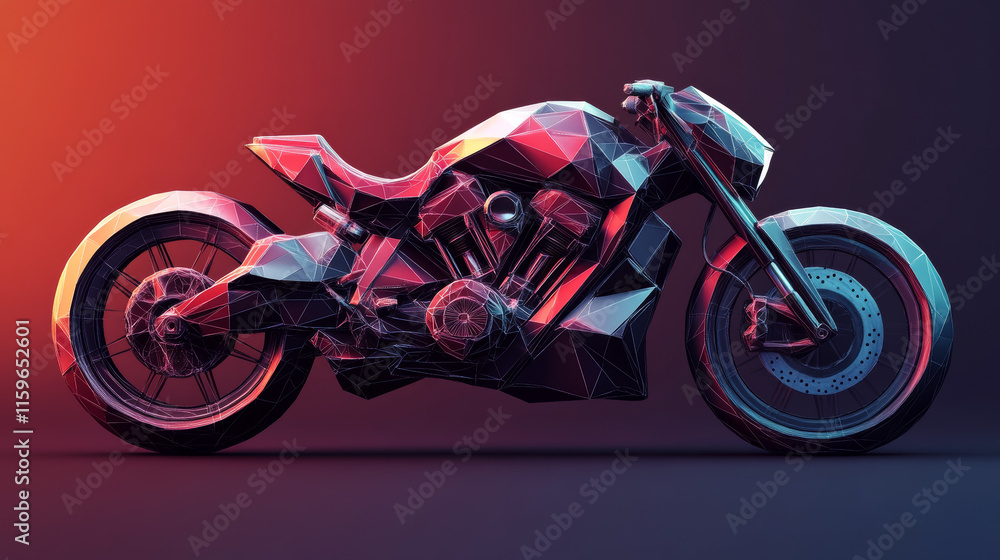 Motocross from triangles. Low poly's motorcycle. Vector illustration. Motocross from triangles. Low poly's motorcycle. Vector illustration.