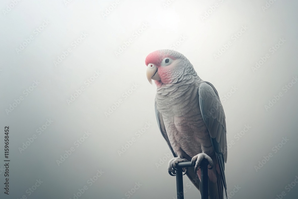 Fototapeta Grey Parrot beauty portrait in thoughtful studio setting