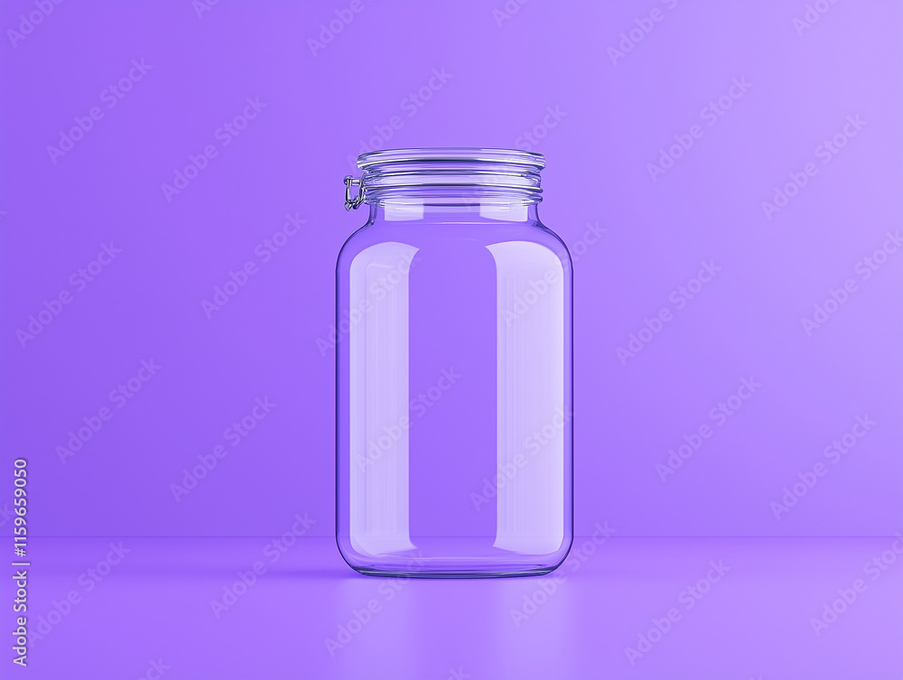 Enclosed Glass Jar Inclined Gently, Purple Background Enclosed Glass Jar Inclined Gently, Purple Background