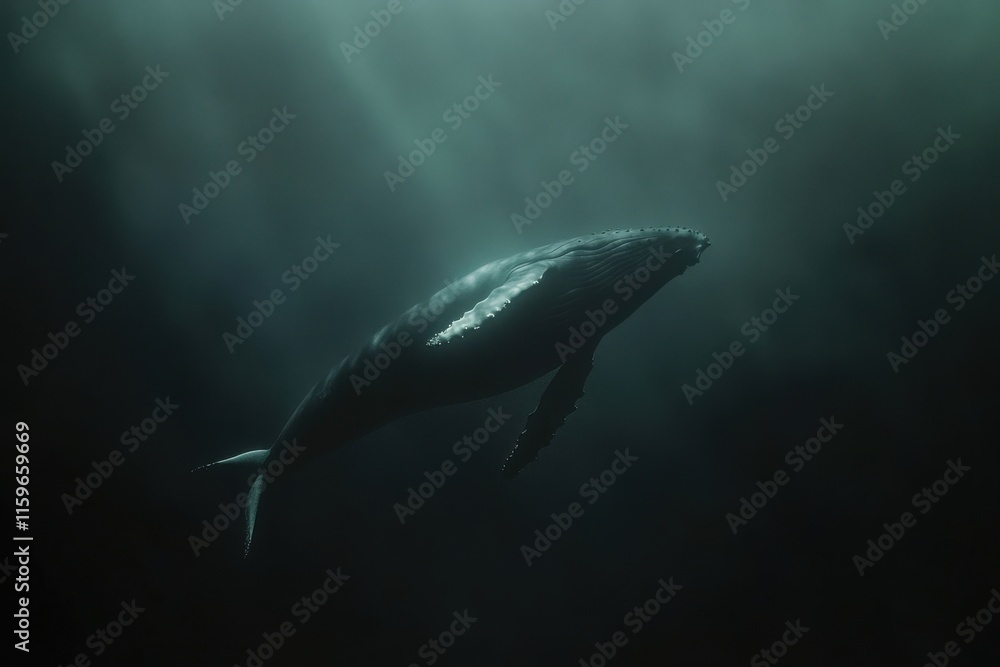 Humpback whale singing underwater serene and contemplative scene