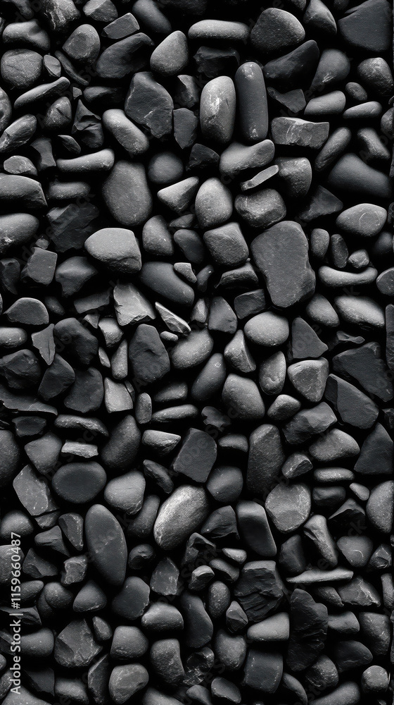 Black Stone Texture with Smooth and Rough Pebbles Black Stone Texture with Smooth and Rough Pebbles