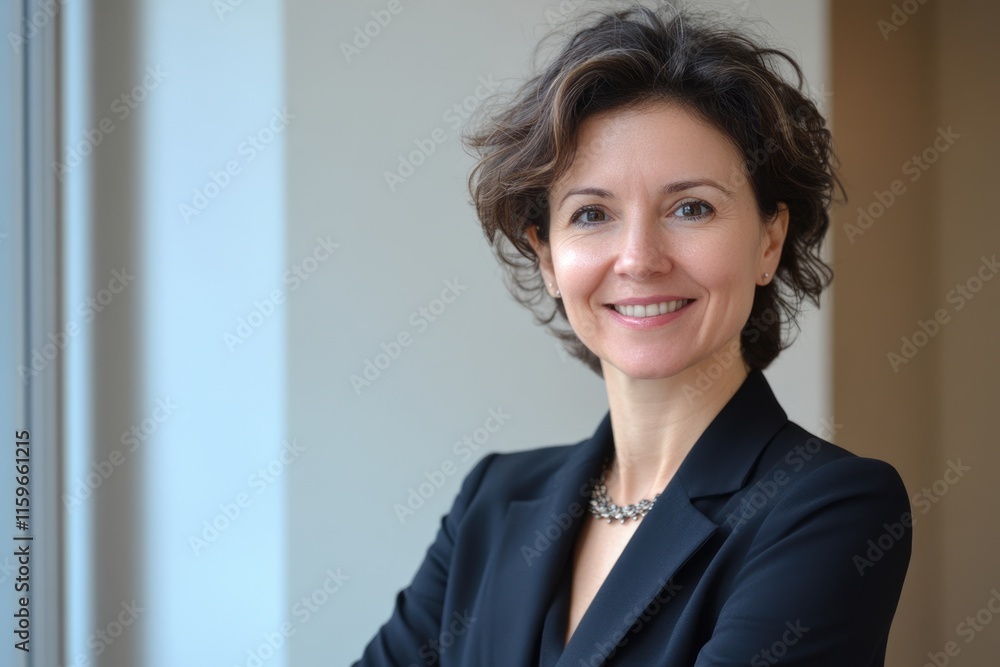 Confident Businesswoman Smiling for Webcam During a Professional Conference Call Confident Businesswoman Smiling for Webcam During a Professional Conference Call
