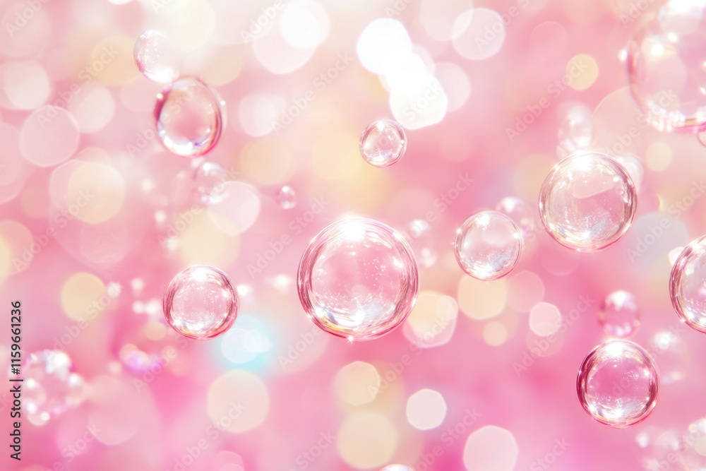 Dreamy Background of Pink Bubbles with Soft Hues of Blue and Brown, Creating an Abstract Aesthetic Dreamy Background of Pink Bubbles with Soft Hues of Blue and Brown, Creating an Abstract Aesthetic