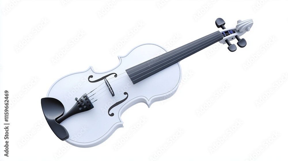 Obraz premium 3Drendered violin in retro 80s style with a modern trendy white color design