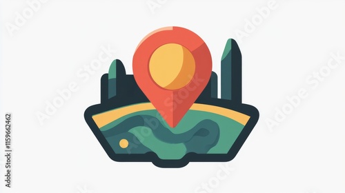 Crimson Location Pin: Bold Map Marker Icon Showcasing Modern Design Elements