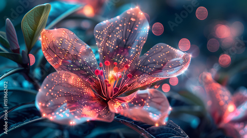 colorful digital flower with circuit-inspired petals representing the fusion of botanical beauty and digital innovation in modern artistic expression
