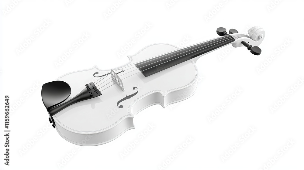 Obraz premium 3Drendered violin in retro 80s style with a modern trendy white color design