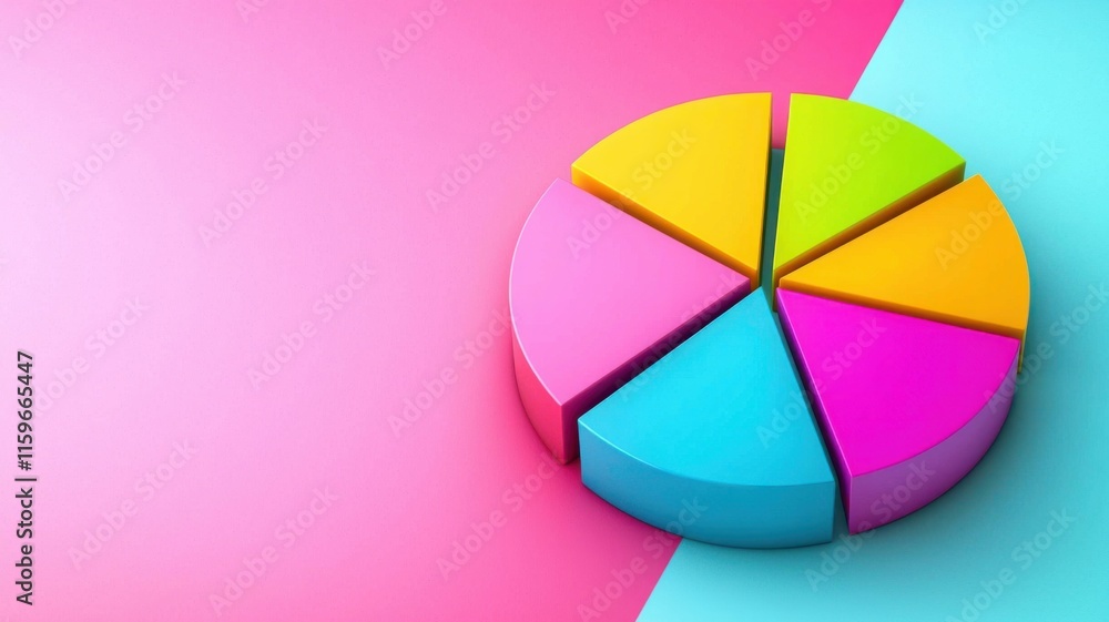 Obraz premium Vibrant pie chart visualization creative studio digital art colorful environment top-down view data representation