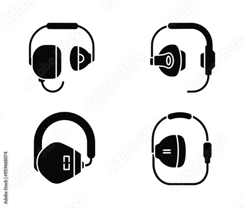 High-Quality Earbuds Vector Icon Set in Black and White. photo