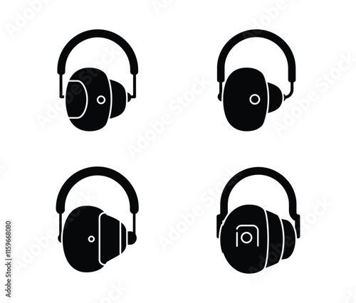 High-Quality Earbuds Vector Icon Set in Black and White.