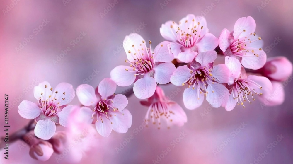 Naklejka premium Delicate Pink Blossoms Branching Out Beautifully
