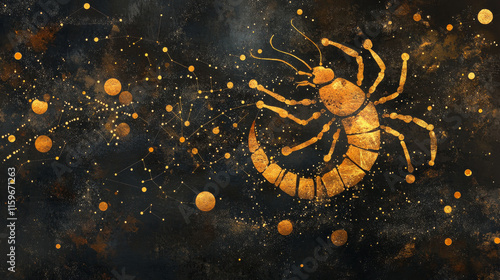 Scorpio of the particles. Scorpio consists of circles and points. Vector illustration photo