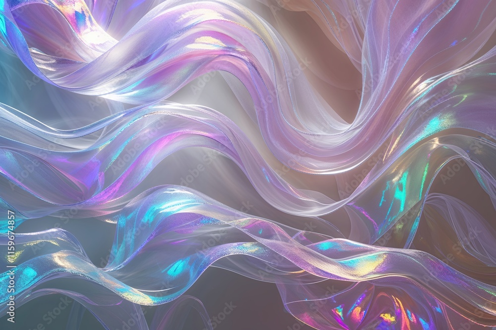 Iridescent Silken Strands in Ethereal Flowing Movement Beautiful Colorful Three-Dimensional Design for Wallpaper Murals and Canvas Art Iridescent Silken Strands in Ethereal Flowing Movement Beautiful Colorful Three-Dimensional Design for Wallpaper Murals and Canvas Art