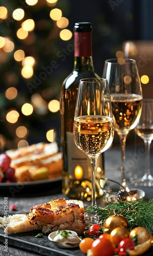 Wallpaper Mural A festive dining table featuring gourmet food, sparkling wine, and holiday decorations. Torontodigital.ca