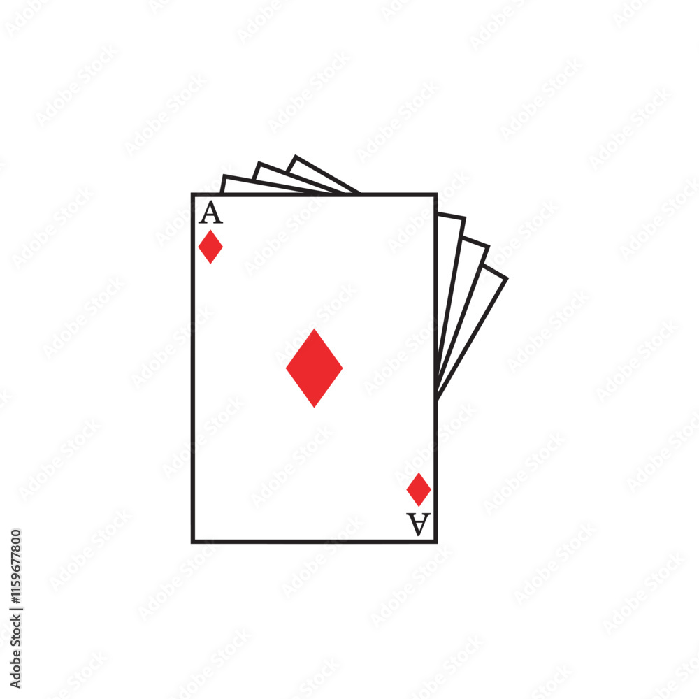 Obraz premium Diamond ace playing card flat icon vector design illustration, casino game icon, gambling card vector design illustration. 