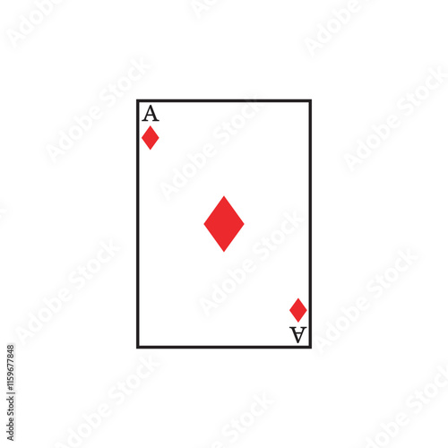 Ace of diamond playing card icon vector design illustration, isolated on white background. 