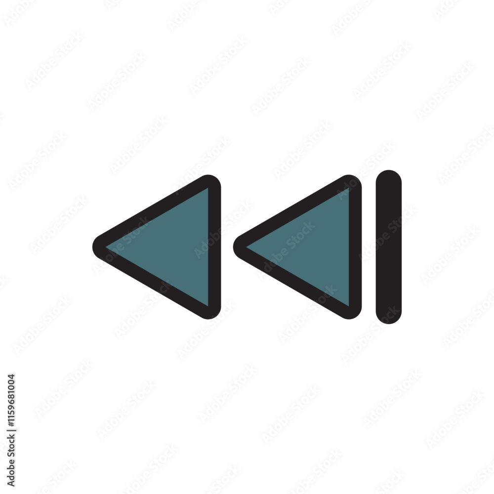 Reverse button flat icon vector design illustration, isolated on white background. Reverse button flat icon vector design illustration, isolated on white background.