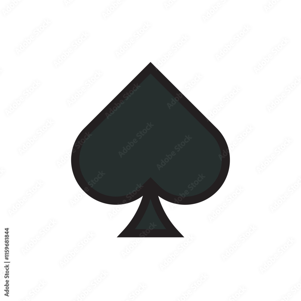 Spade playing card icon design illustration, casino game equipment vector design illustration, isolated on white background. Spade playing card icon design illustration, casino game equipment vector design illustration, isolated on white background.