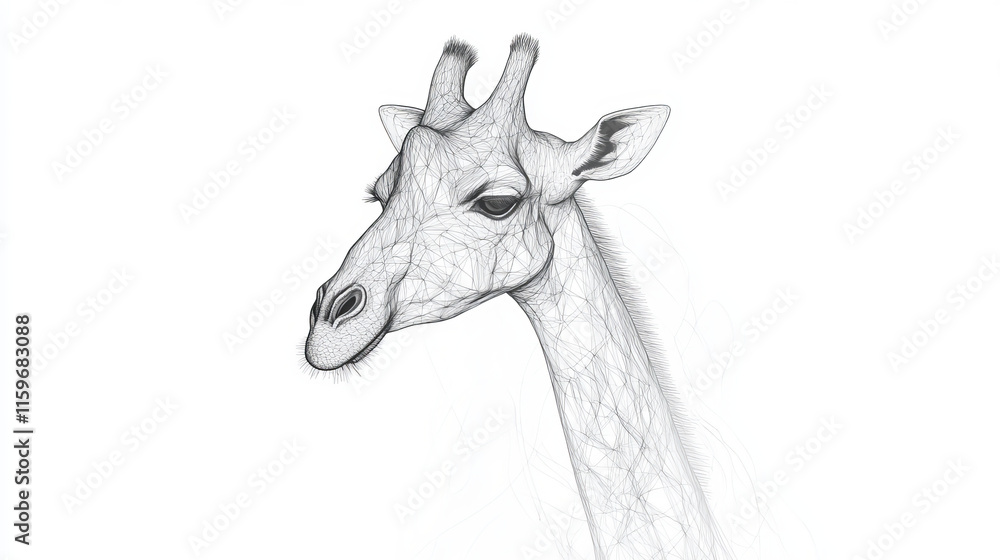 Naklejka premium Vector giraffe on a white background. The contours of the giraffe.