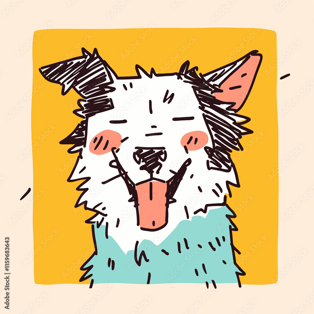 sweet dog cartoon illustration, simple bright thick lines sweet dog cartoon illustration, simple bright thick lines
