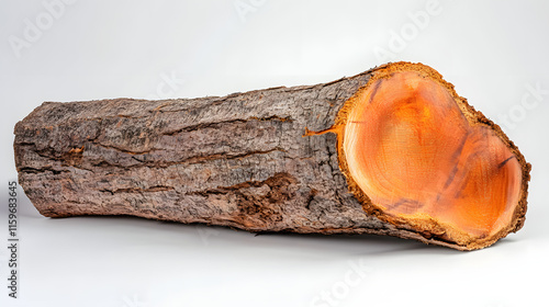 Cedarwood Log with Partially Peeled Bark