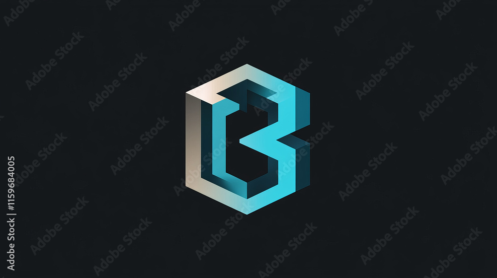 Fototapeta premium Vector letter B logo. The cube with the letter B brand logo