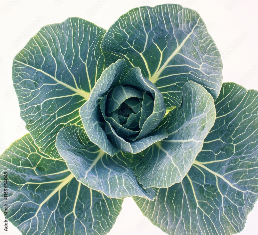 Obraz premium Cabbage centered on a white background, enhanced by a precise clipping path and full depth of field