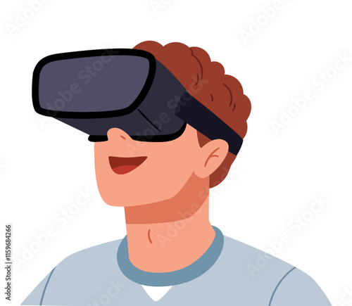 A boy in virtual reality glasses.The man with glasses of virtual reality. Future technology concept.