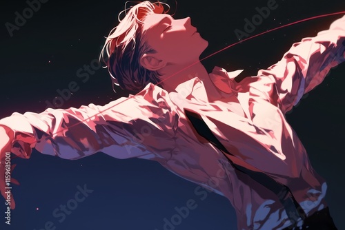 illustration anime male ballerina dancing gracefully