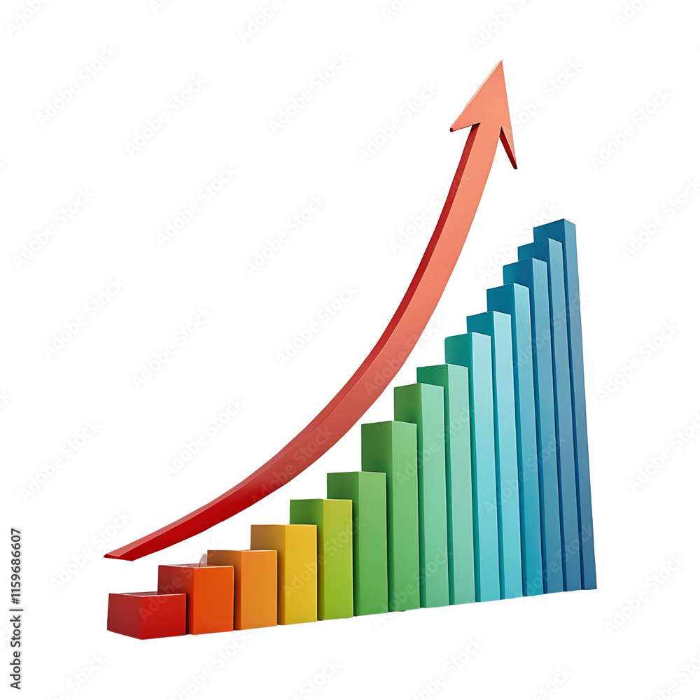 Market Growth: Vibrant Graph with Uptrend Line and Colorful Bar Chart on Transparent Background for Business Innovation and Financial Success Concepts Market Growth: Vibrant Graph with Uptrend Line and Colorful Bar Chart on Transparent Background for Business Innovation and Financial Success Concepts