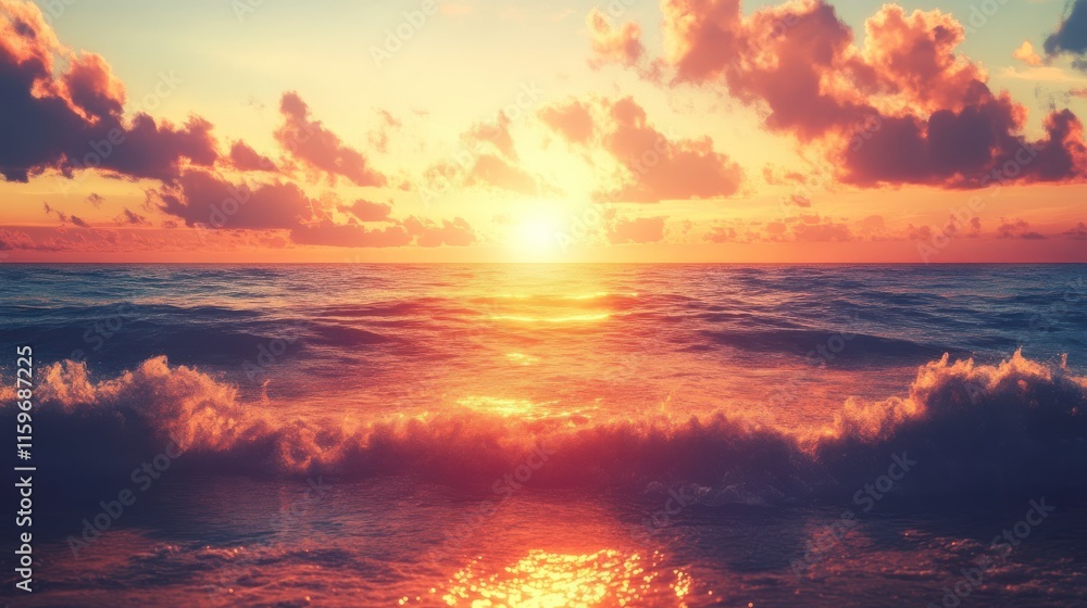 Fototapeta premium Stunning Artistic Sunset Over Ocean Horizon