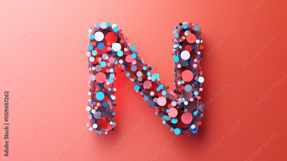 Letter N from the particles. The letter N consists of circles and points. Vector illustration. Letter N from the particles. The letter N consists of circles and points. Vector illustration.