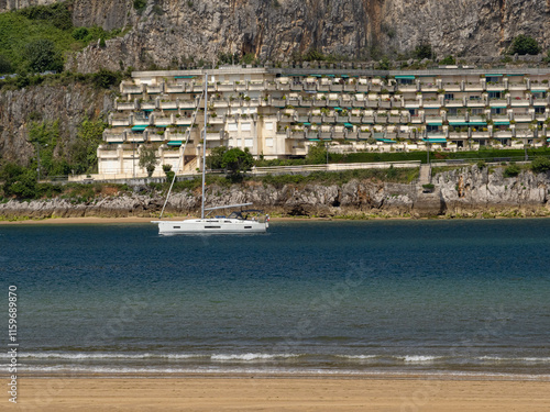 View of Santoña from the beach of Laredo (Cantabria). Cantabrian sea. Bay of Laredo. North. Spain photo