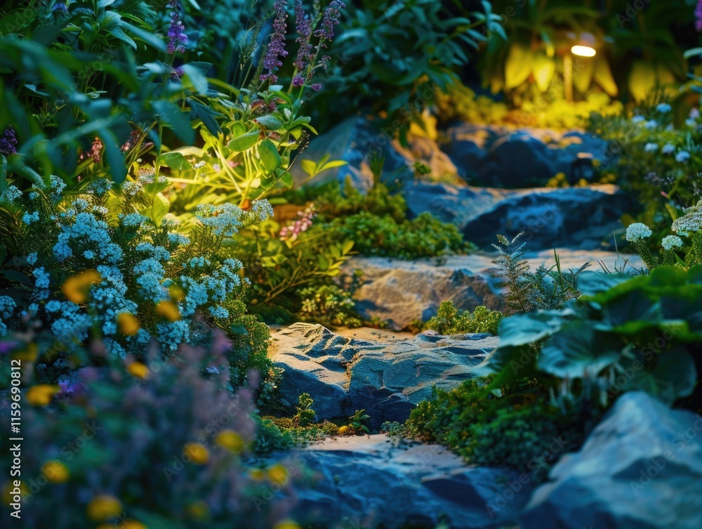 Nature trail in nighttime lighting Nature trail in nighttime lighting