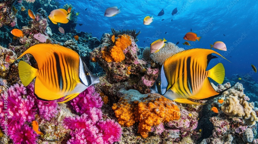 Fototapeta premium Vibrant Marine Life in a Coral Reef Habitat