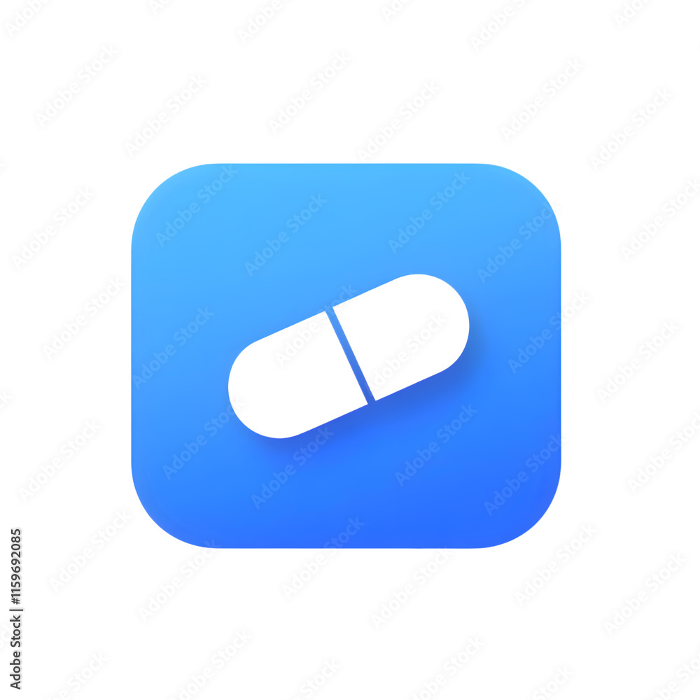 White Capsule Icon on Blue Rounded Square Background White Capsule Icon on Blue Rounded Square Background