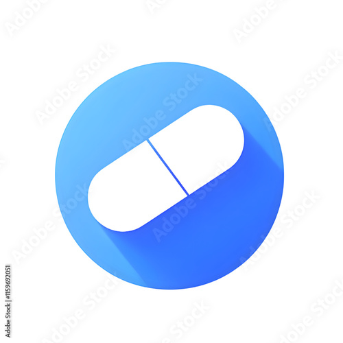 White Pill Icon on Blue Circular Background