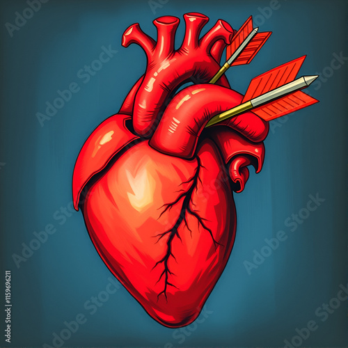 Heart impaled by arrow photo