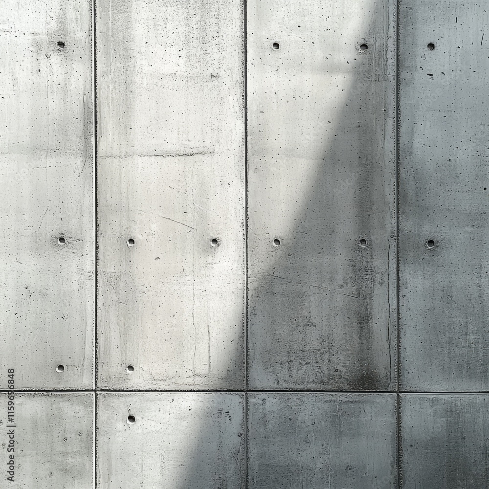 A wall made of concrete blocks with a shadow cast on it A wall made of concrete blocks with a shadow cast on it