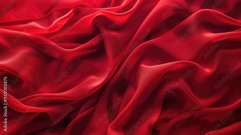 Obraz premium Wavy fabric in red color.