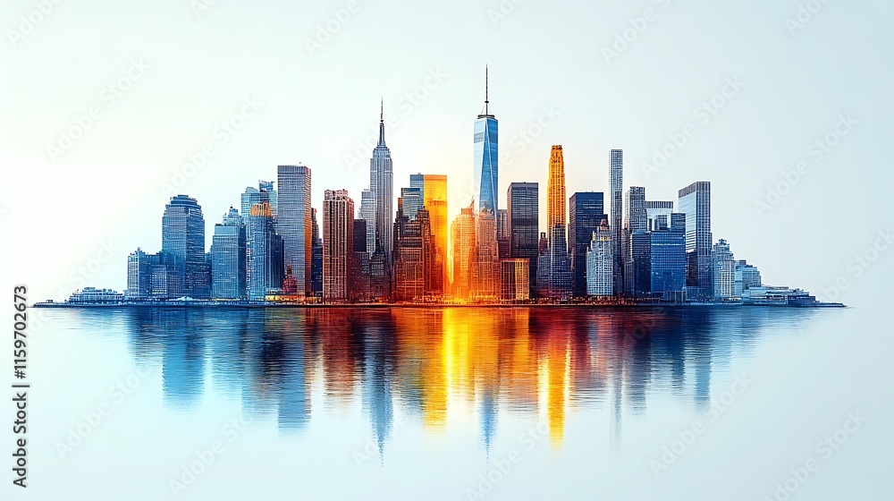 Fototapeta premium Abstract watercolor artwork highlighting the sleek design of a modern city skyline