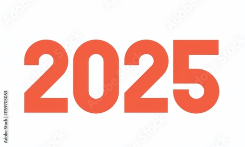 "2025" in Bold, Modern Typography with Geometric Shapes, Set Against a Light Pastel Background. Simple Flat Vector Design for a Contemporary New Year Theme.