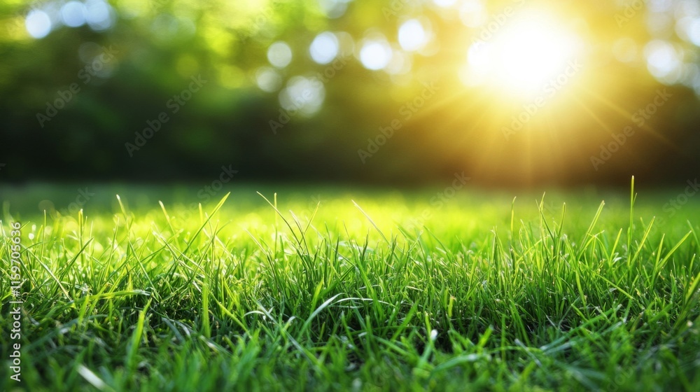 Naklejka premium Sunny Day Green Grass Nature Background
