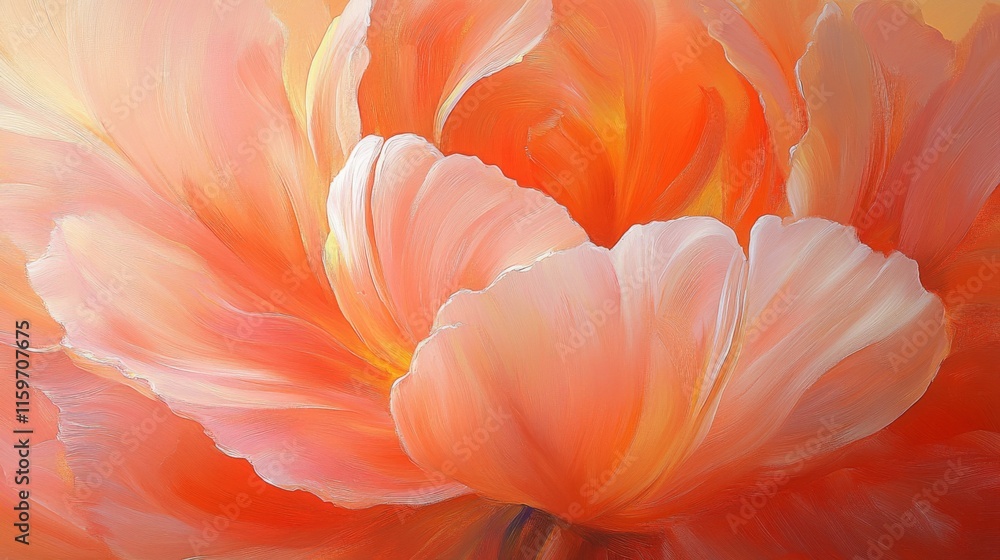 Vivid Orange Flower Petals Close Up Painting Vivid Orange Flower Petals Close Up Painting