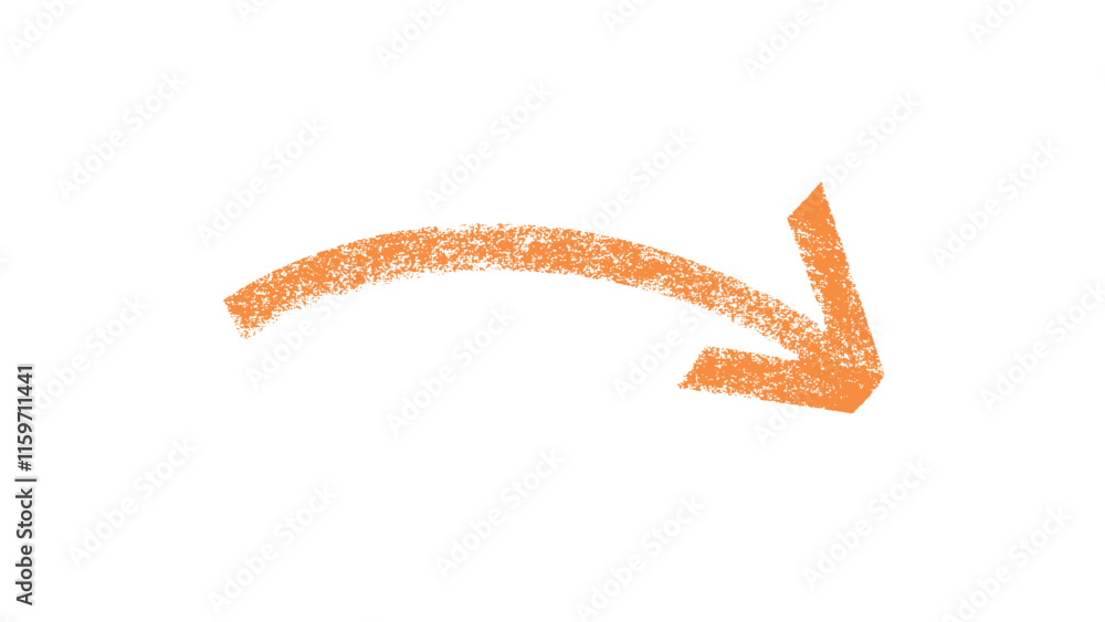 Hand-drawn Orange arrow marker isolated on the transparent background, Arrow drawn with Orange marker on white background Hand-drawn Orange arrow marker isolated on the transparent background, Arrow drawn with Orange marker on white background